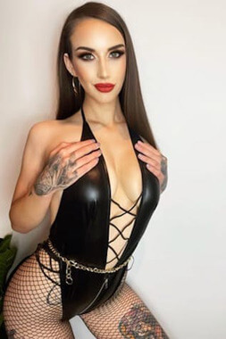 hot stripper in hot dominatrix themed costume ready to abuse the buck near sydney's hunters hill area