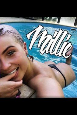 sexy young smiling topless waitress in just a g-string in a pool at the gold coast's isle of capri